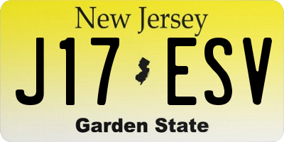 NJ license plate J17ESV