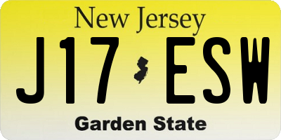 NJ license plate J17ESW