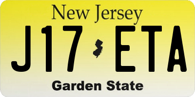 NJ license plate J17ETA