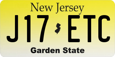 NJ license plate J17ETC