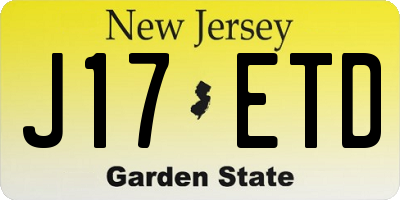 NJ license plate J17ETD