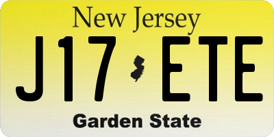NJ license plate J17ETE