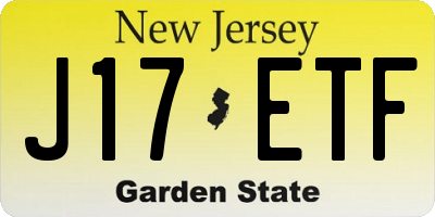 NJ license plate J17ETF