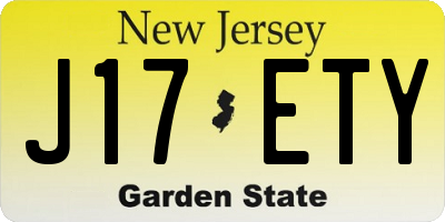 NJ license plate J17ETY