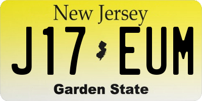 NJ license plate J17EUM