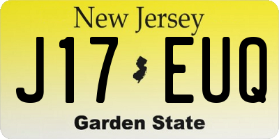 NJ license plate J17EUQ
