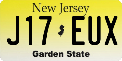 NJ license plate J17EUX