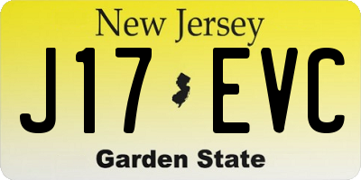 NJ license plate J17EVC