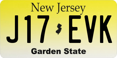 NJ license plate J17EVK