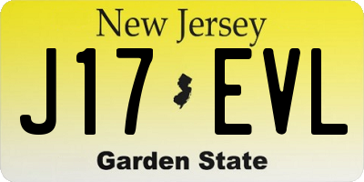 NJ license plate J17EVL