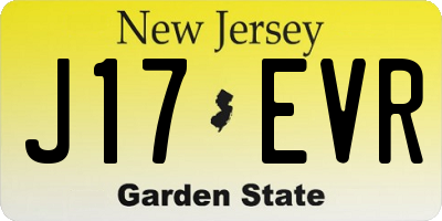 NJ license plate J17EVR