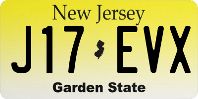 NJ license plate J17EVX