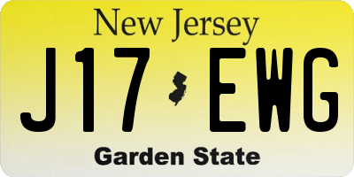 NJ license plate J17EWG