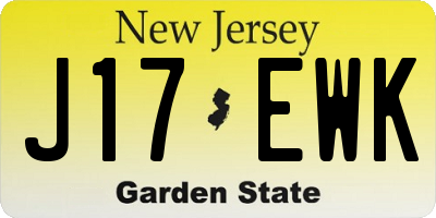 NJ license plate J17EWK