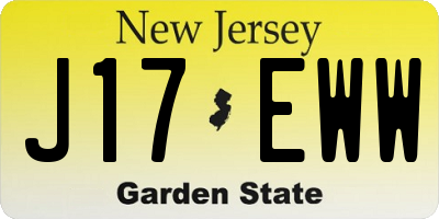 NJ license plate J17EWW