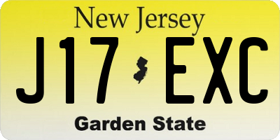 NJ license plate J17EXC