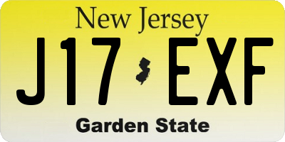 NJ license plate J17EXF