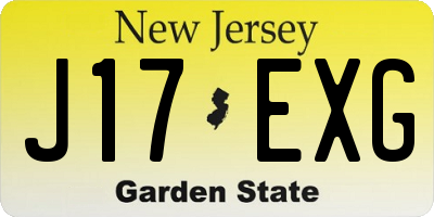 NJ license plate J17EXG