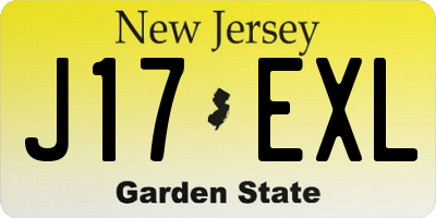 NJ license plate J17EXL
