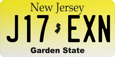 NJ license plate J17EXN