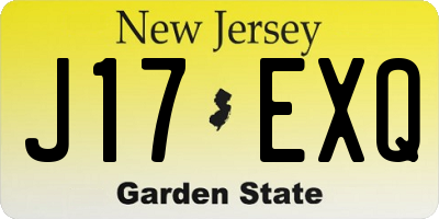 NJ license plate J17EXQ