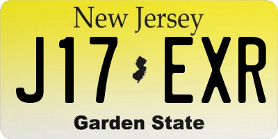 NJ license plate J17EXR
