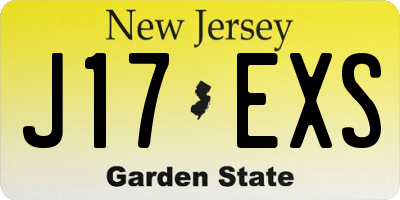 NJ license plate J17EXS