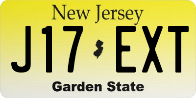 NJ license plate J17EXT