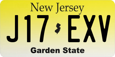 NJ license plate J17EXV