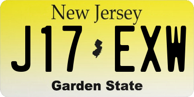 NJ license plate J17EXW