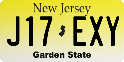NJ license plate J17EXY