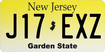 NJ license plate J17EXZ