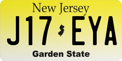 NJ license plate J17EYA