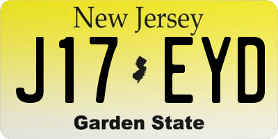NJ license plate J17EYD
