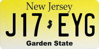 NJ license plate J17EYG