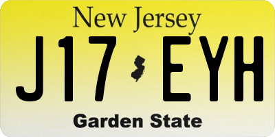 NJ license plate J17EYH