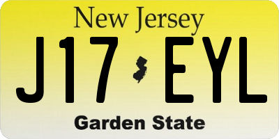 NJ license plate J17EYL