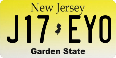 NJ license plate J17EYO
