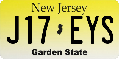 NJ license plate J17EYS