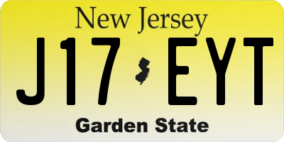 NJ license plate J17EYT