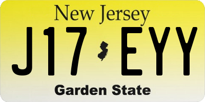 NJ license plate J17EYY