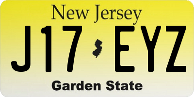 NJ license plate J17EYZ