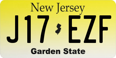 NJ license plate J17EZF
