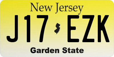 NJ license plate J17EZK