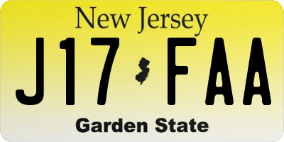 NJ license plate J17FAA