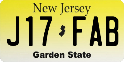 NJ license plate J17FAB