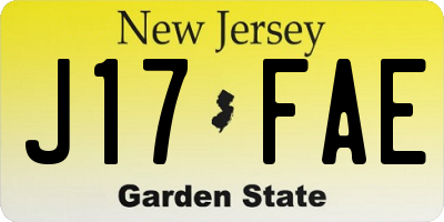 NJ license plate J17FAE