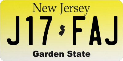 NJ license plate J17FAJ