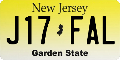 NJ license plate J17FAL
