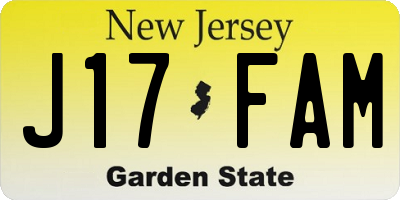 NJ license plate J17FAM